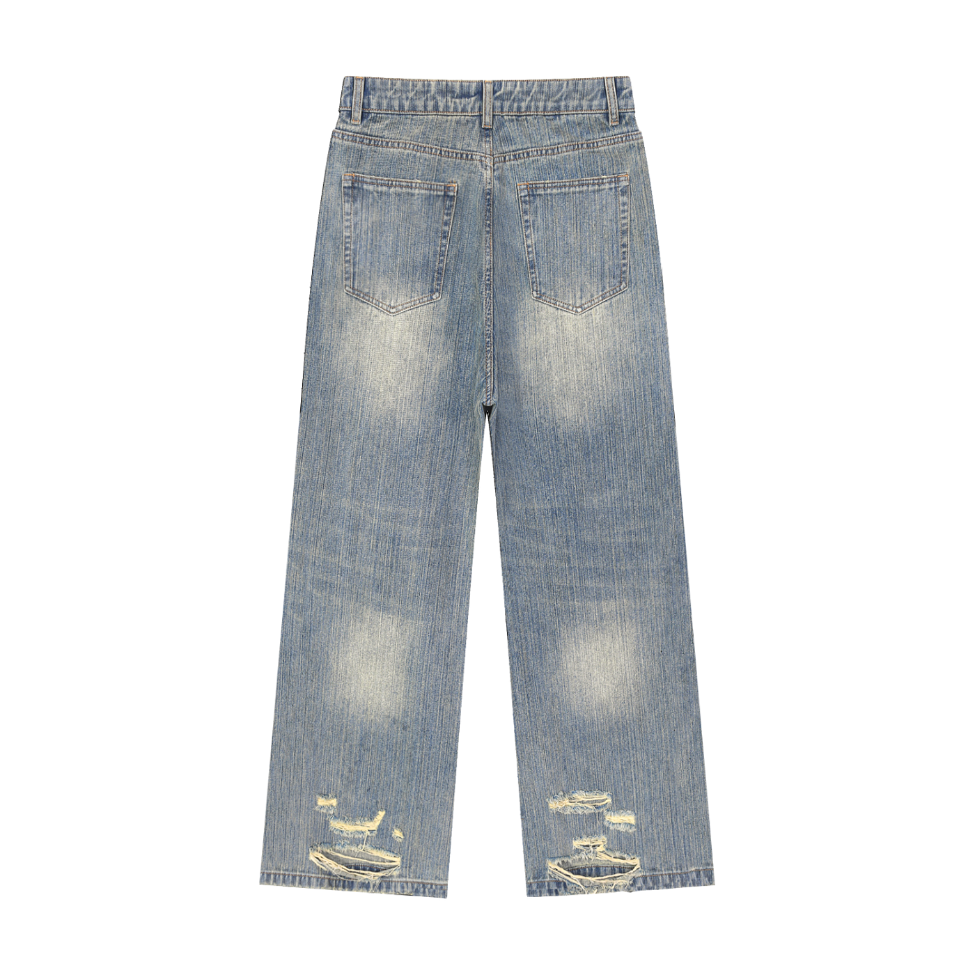 H&H Vintage Wash Distressed Wide Leg Denim Jeans