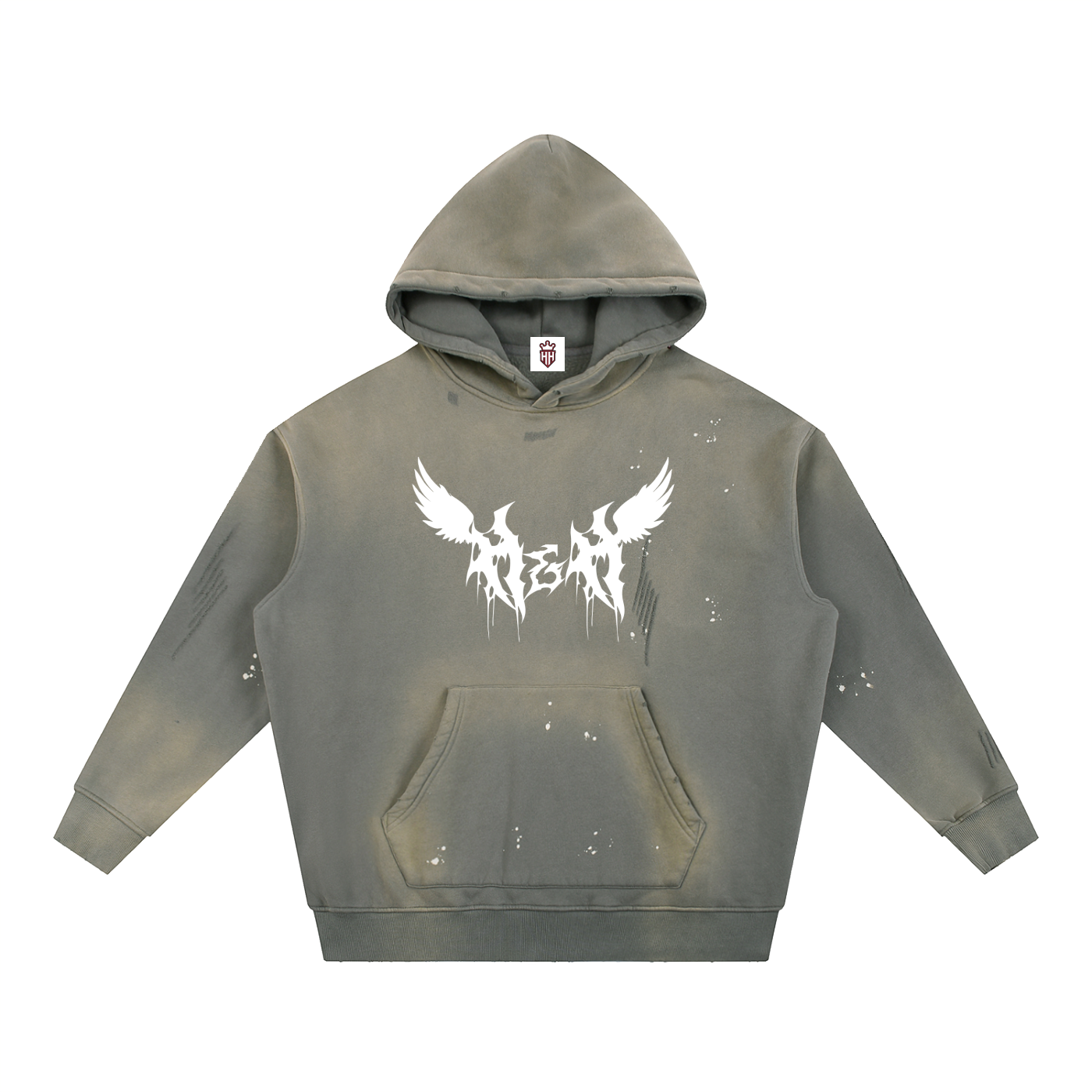 H&H Wings Vintage Washed Frayed Fleece Hoodie