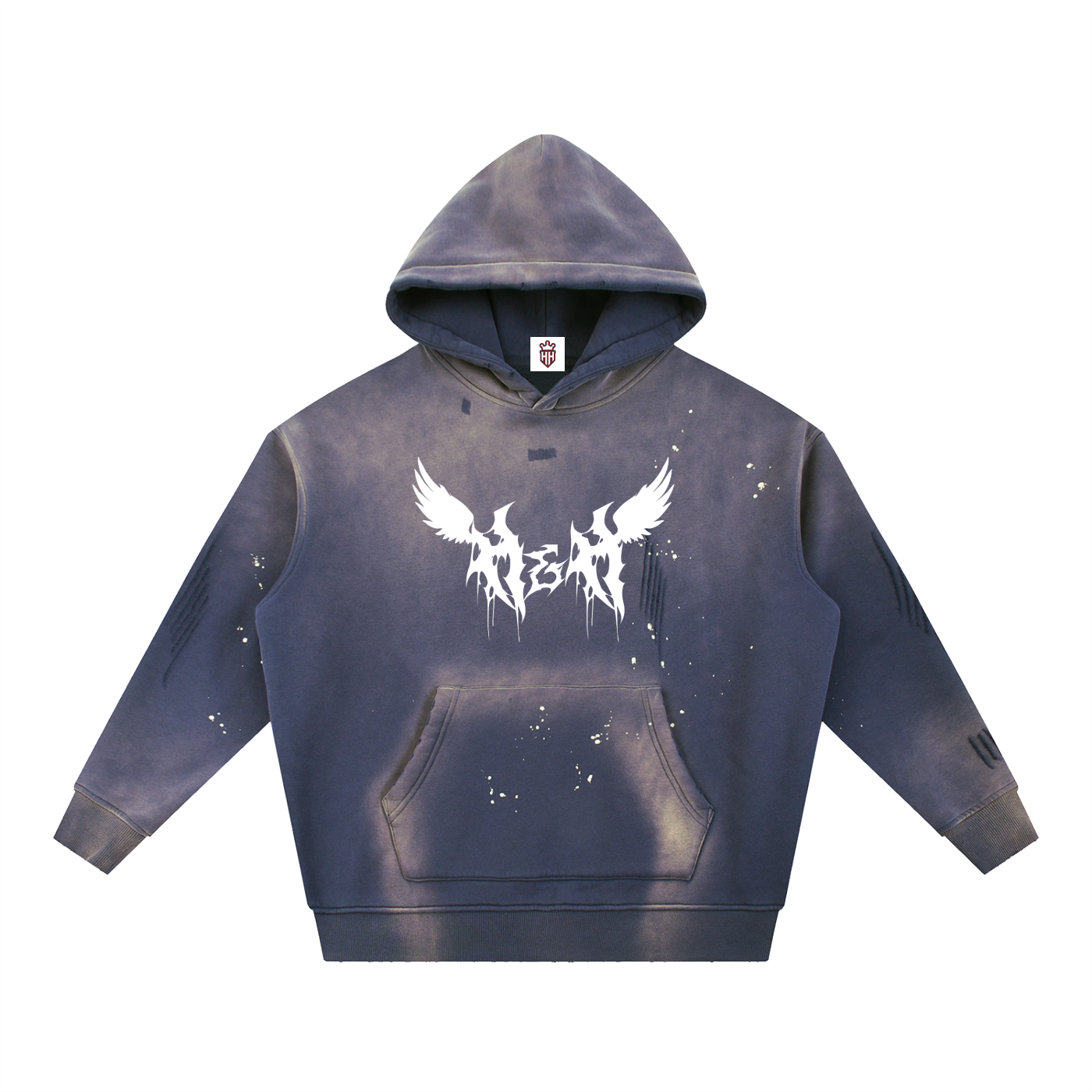 H&H Wings Vintage Washed Frayed Fleece Hoodie