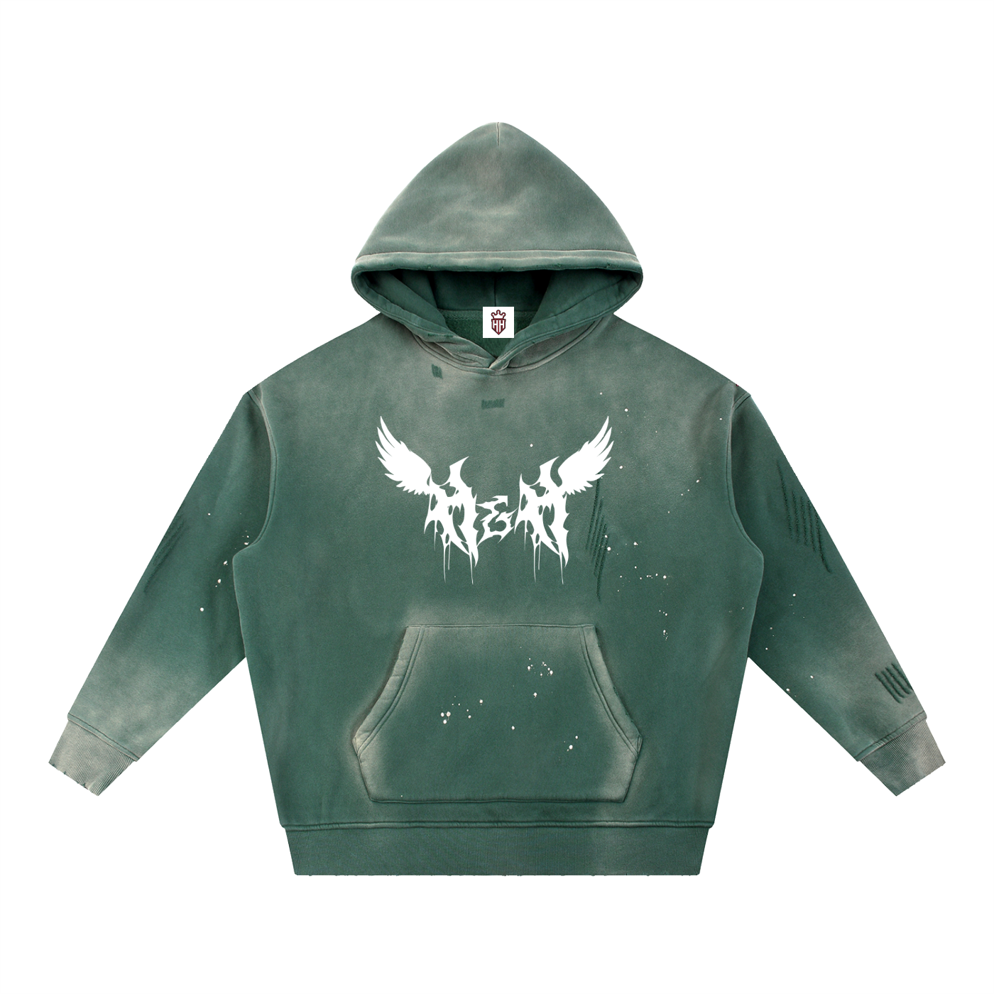 H&H Wings Vintage Washed Frayed Fleece Hoodie